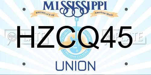 HZCQ45 Mississippi License Plate