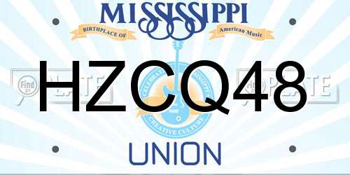 HZCQ48 Mississippi License Plate