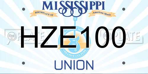 HZE100 Mississippi License Plate