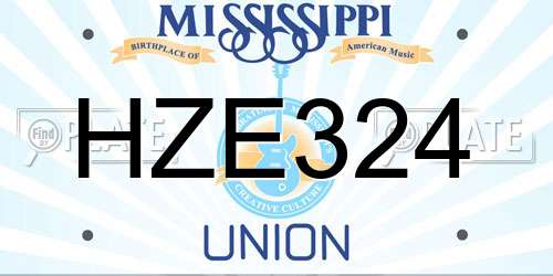 HZE324 Mississippi License Plate