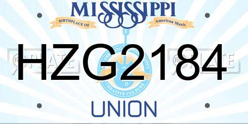 HZG2184 Mississippi License Plate