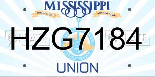 HZG7184 Mississippi License Plate