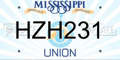 HZH231 Mississippi License Plate