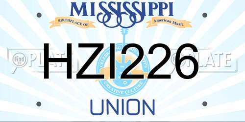 HZI226 Mississippi License Plate