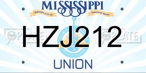HZJ212 Mississippi License Plate