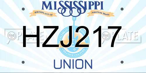 HZJ217 Mississippi License Plate