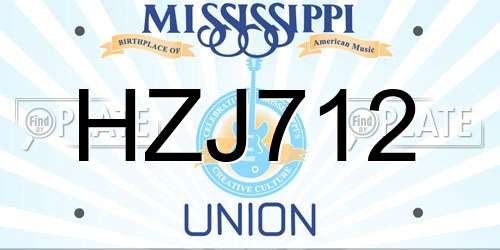 HZJ712 Mississippi License Plate