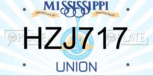 HZJ717 Mississippi License Plate