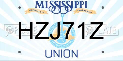 HZJ71Z Mississippi License Plate