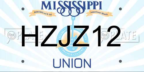 HZJZ12 Mississippi License Plate