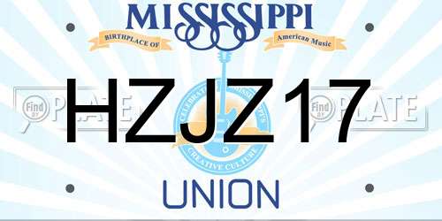 HZJZ17 Mississippi License Plate