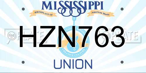 HZN763 Mississippi License Plate