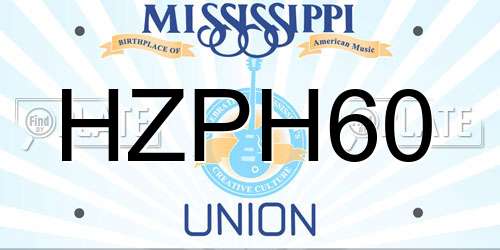 HZPH60 Mississippi License Plate