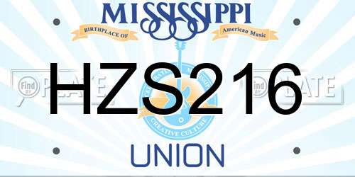 HZS216 Mississippi License Plate