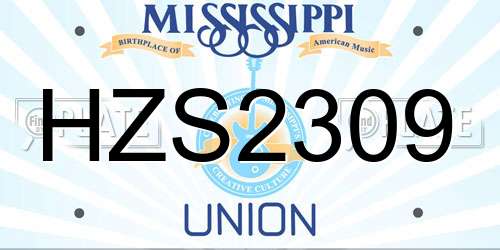 HZS2309 Mississippi License Plate