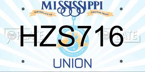 HZS716 Mississippi License Plate