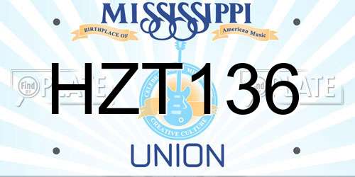 HZT136 Mississippi License Plate