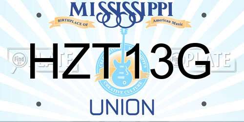 HZT13G Mississippi License Plate