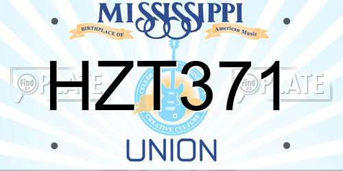 HZT371 Mississippi License Plate