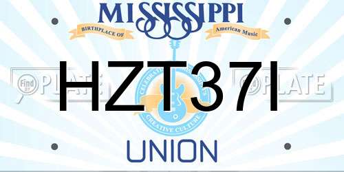 HZT37I Mississippi License Plate