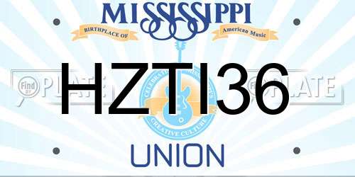 HZTI36 Mississippi License Plate