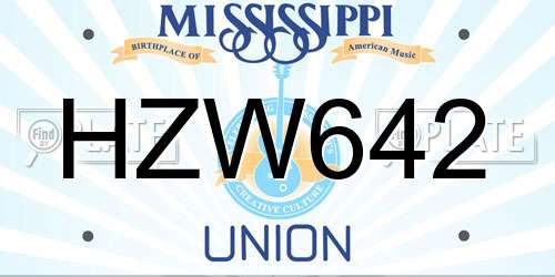 HZW642 Mississippi License Plate