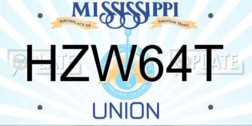 HZW64T Mississippi License Plate