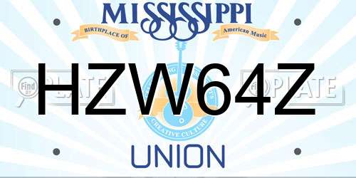 HZW64Z Mississippi License Plate