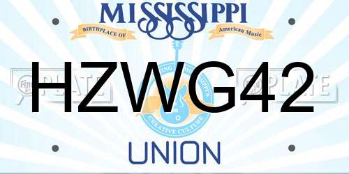 HZWG42 Mississippi License Plate
