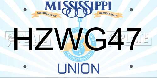 HZWG47 Mississippi License Plate