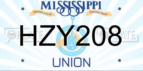 HZY208 Mississippi License Plate