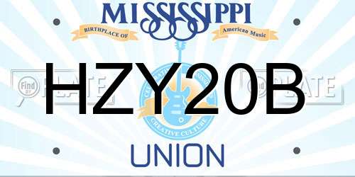 HZY20B Mississippi License Plate