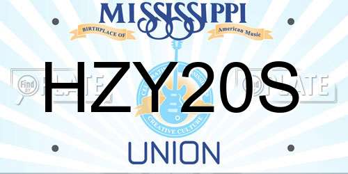 HZY20S Mississippi License Plate