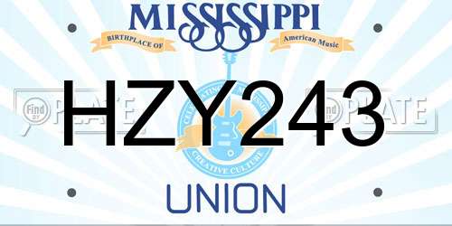 HZY243 Mississippi License Plate
