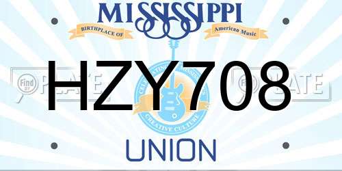 HZY708 Mississippi License Plate