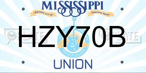 HZY70B Mississippi License Plate