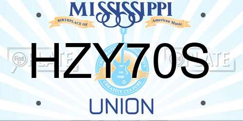 HZY70S Mississippi License Plate