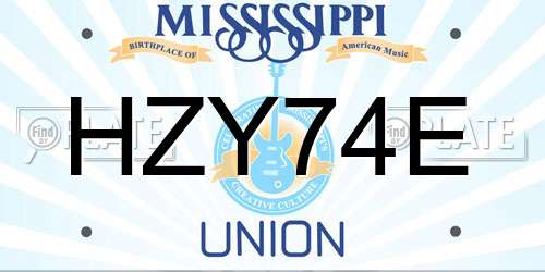HZY74E Mississippi License Plate