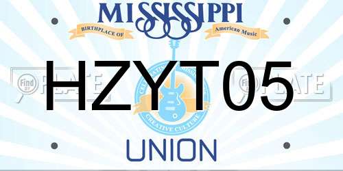 HZYT05 Mississippi License Plate