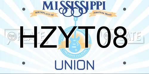 HZYT08 Mississippi License Plate