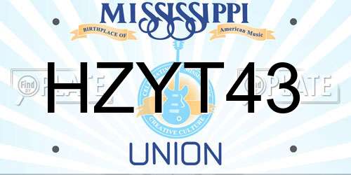 HZYT43 Mississippi License Plate