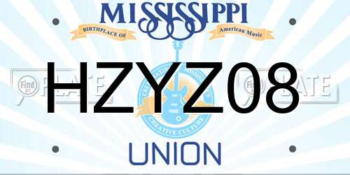 HZYZ08 Mississippi License Plate