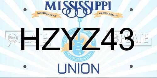 HZYZ43 Mississippi License Plate