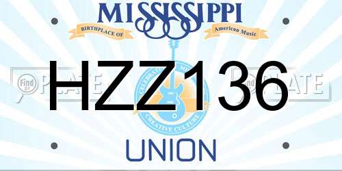 HZZ136 Mississippi License Plate