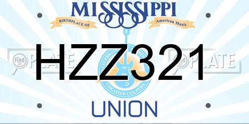 HZZ321 Mississippi License Plate