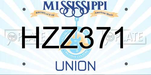 HZZ371 Mississippi License Plate