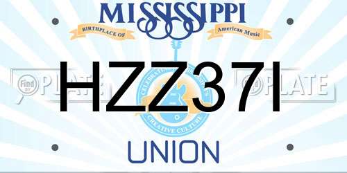 HZZ37I Mississippi License Plate
