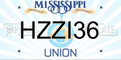 HZZI36 Mississippi License Plate