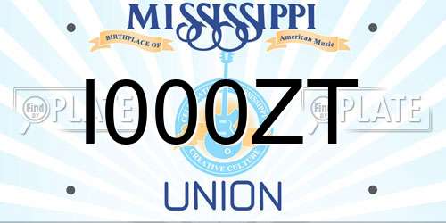 I000ZT Mississippi License Plate