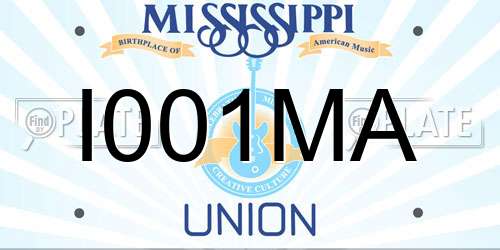 I001MA Mississippi License Plate